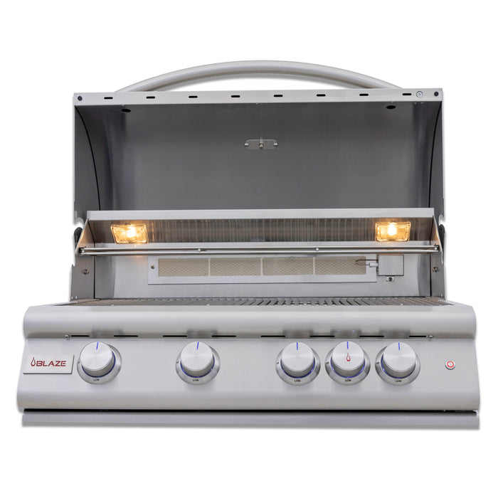 32-Inch 4-Burner Premium LTE 3 Gas Grill with Rear Burner and Built-in Lighting System