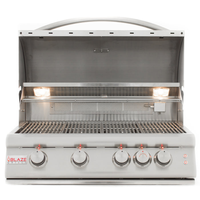 32-Inch 4-Burner LTE2 Gas Grill with Rear Burner and Built-in Lighting System